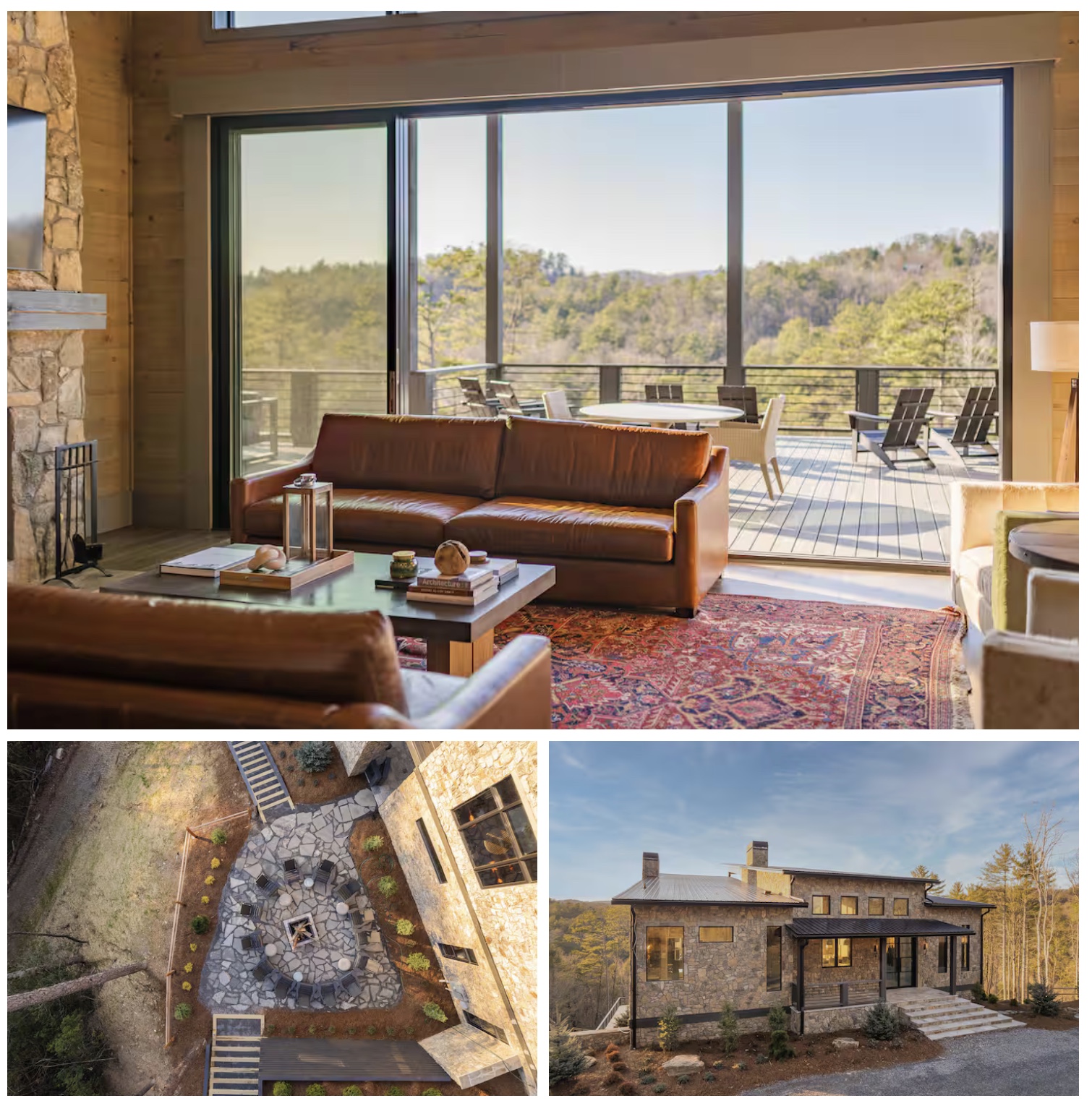 Sitting area, mountain deck, fire circle, and retreat exterior
